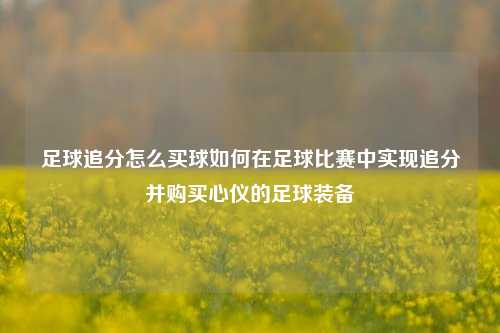 足球追分怎么买球如何在足球比赛中实现追分并购买心仪的足球装备