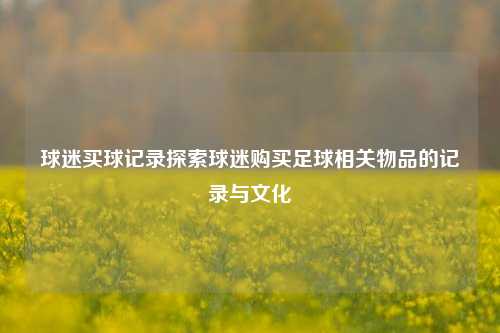 球迷买球记录探索球迷购买足球相关物品的记录与文化