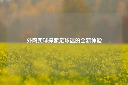 外网买球探索足球迷的全新体验