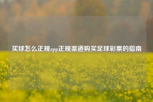 买球怎么正规app正规渠道购买足球彩票的指南