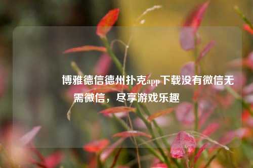 🏅博雅德信德州扑克app下载没有微信无需微信，尽享游戏乐趣