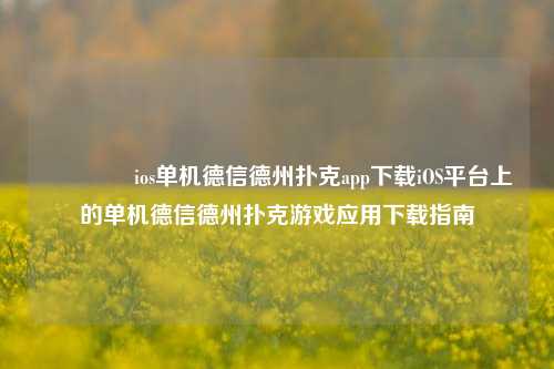 🏅ios单机德信德州扑克app下载iOS平台上的单机德信德州扑克游戏应用下载指南
