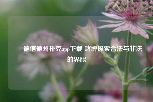 ✌️德信德州扑克app下载 赌博探索合法与非法的界限
