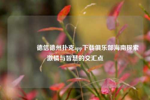 🥇德信德州扑克app下载俱乐部海南探索激情与智慧的交汇点