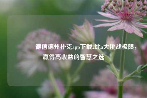 👉德信德州扑克app下载2比a大挑战极限，赢得高收益的智慧之选