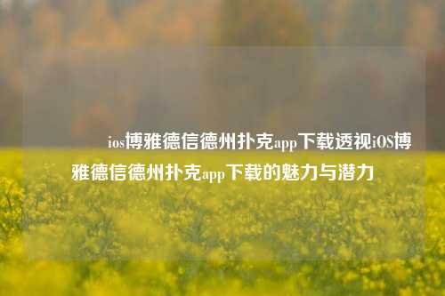 🏆ios博雅德信德州扑克app下载透视iOS博雅德信德州扑克app下载的魅力与潜力