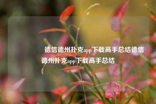 🎖️德信德州扑克app下载高手总结德信德州扑克app下载高手总结