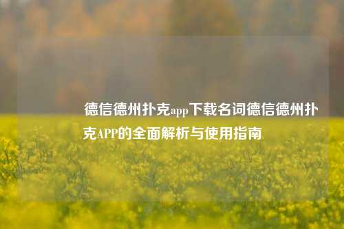 👈德信德州扑克app下载名词德信德州扑克APP的全面解析与使用指南