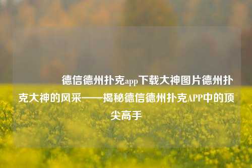 🥈德信德州扑克app下载大神图片德州扑克大神的风采——揭秘德信德州扑克APP中的顶尖高手