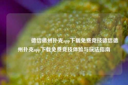 👍德信德州扑克app下载免费竞技德信德州扑克app下载免费竞技体验与玩法指南