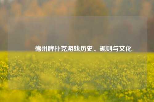 ✌️德州牌扑克游戏历史、规则与文化
