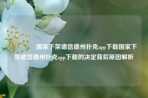 🥇国家下架德信德州扑克app下载国家下架德信德州扑克app下载的决定背后原因解析