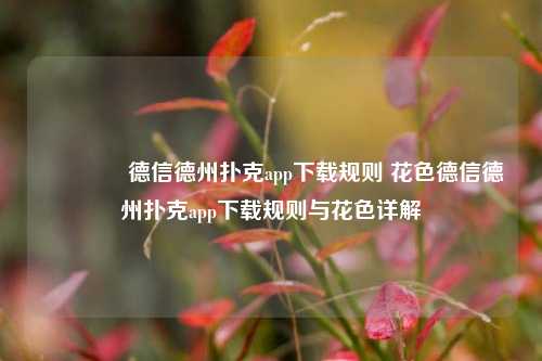 🏆德信德州扑克app下载规则 花色德信德州扑克app下载规则与花色详解