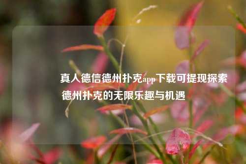 🥈真人德信德州扑克app下载可提现探索德州扑克的无限乐趣与机遇