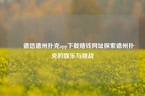 ✌️德信德州扑克app下载赌钱网址探索德州扑克的娱乐与挑战