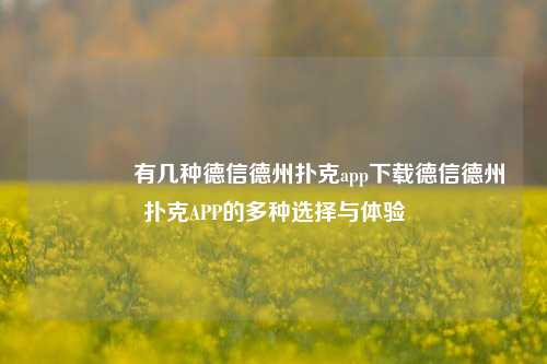 🥉有几种德信德州扑克app下载德信德州扑克APP的多种选择与体验