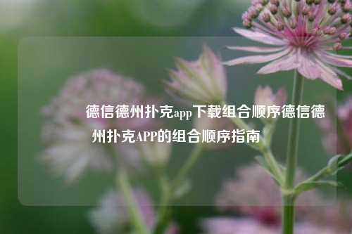 🌈德信德州扑克app下载组合顺序德信德州扑克APP的组合顺序指南