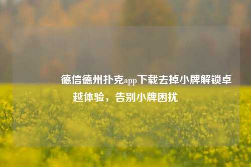 🏆德信德州扑克app下载去掉小牌解锁卓越体验，告别小牌困扰