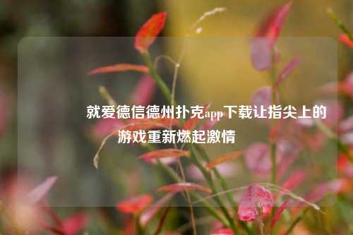 🥈就爱德信德州扑克app下载让指尖上的游戏重新燃起激情