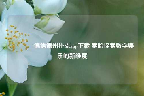 🥉德信德州扑克app下载 索哈探索数字娱乐的新维度