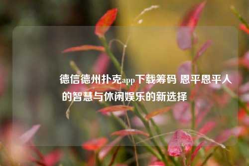 🥈德信德州扑克app下载筹码 恩平恩平人的智慧与休闲娱乐的新选择