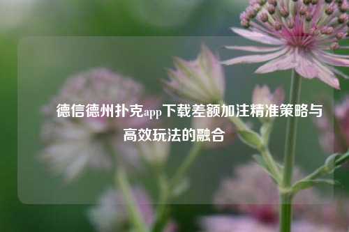 ✌️德信德州扑克app下载差额加注精准策略与高效玩法的融合