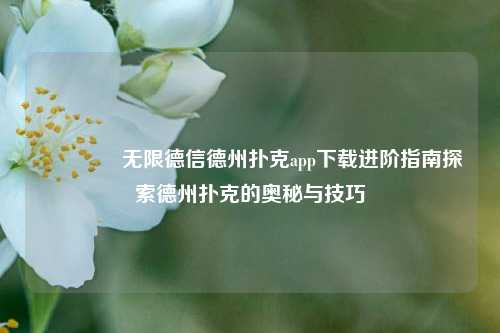 🌈无限德信德州扑克app下载进阶指南探索德州扑克的奥秘与技巧