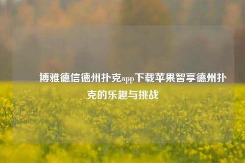 ✌️博雅德信德州扑克app下载苹果智享德州扑克的乐趣与挑战