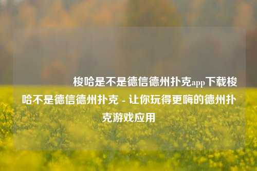 🎖️梭哈是不是德信德州扑克app下载梭哈不是德信德州扑克 - 让你玩得更嗨的德州扑克游戏应用
