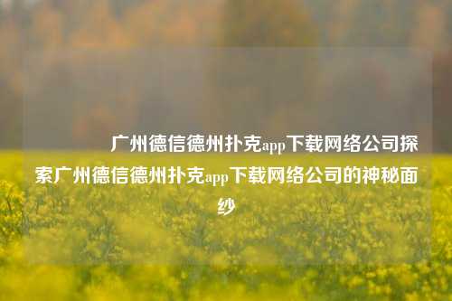 🏆广州德信德州扑克app下载网络公司探索广州德信德州扑克app下载网络公司的神秘面纱