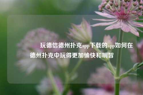🎖️玩德信德州扑克app下载的app如何在德州扑克中玩得更加愉快和明智