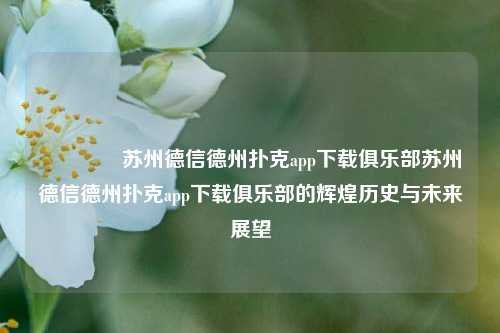 👉苏州德信德州扑克app下载俱乐部苏州德信德州扑克app下载俱乐部的辉煌历史与未来展望