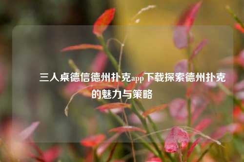 ✌️三人桌德信德州扑克app下载探索德州扑克的魅力与策略