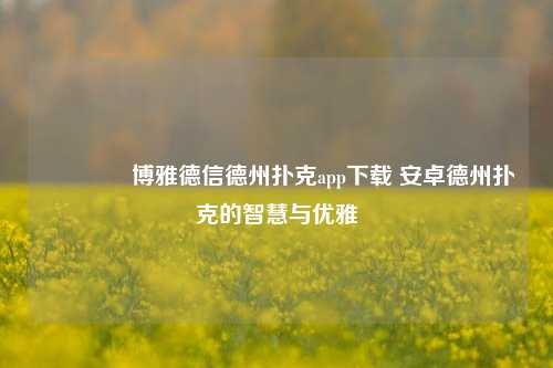 🏆博雅德信德州扑克app下载 安卓德州扑克的智慧与优雅
