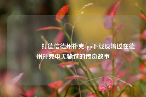 🎖️打德信德州扑克app下载没输过在德州扑克中无输过的传奇故事