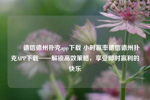 ✌️德信德州扑克app下载 小时赢率德信德州扑克APP下载——解锁高效策略，享受即时赢利的快乐