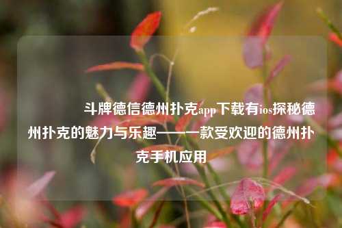 🥈斗牌德信德州扑克app下载有ios探秘德州扑克的魅力与乐趣——一款受欢迎的德州扑克手机应用