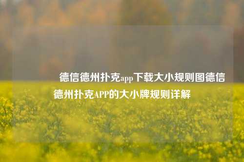 👉德信德州扑克app下载大小规则图德信德州扑克APP的大小牌规则详解