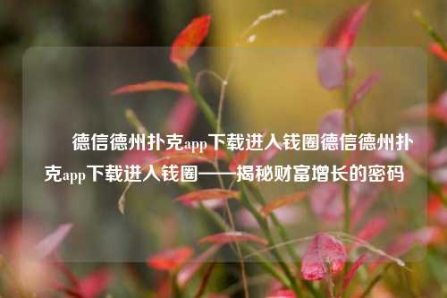 ✌️德信德州扑克app下载进入钱圈德信德州扑克app下载进入钱圈——揭秘财富增长的密码