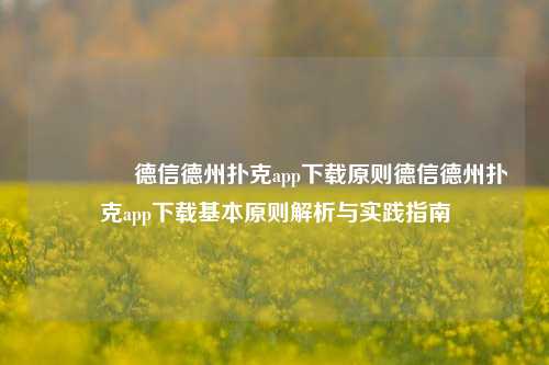🥈德信德州扑克app下载原则德信德州扑克app下载基本原则解析与实践指南