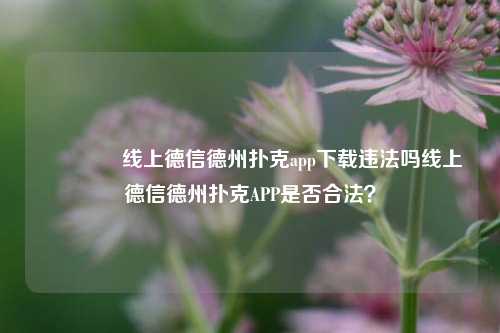 🌈线上德信德州扑克app下载违法吗线上德信德州扑克APP是否合法？