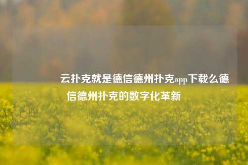 🥈云扑克就是德信德州扑克app下载么德信德州扑克的数字化革新