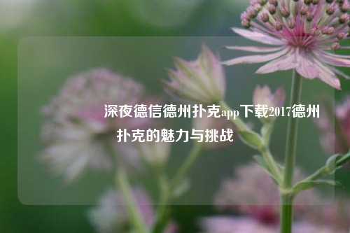 🎖️深夜德信德州扑克app下载2017德州扑克的魅力与挑战