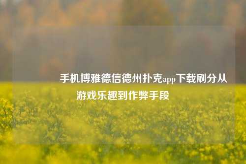 👉手机博雅德信德州扑克app下载刷分从游戏乐趣到作弊手段