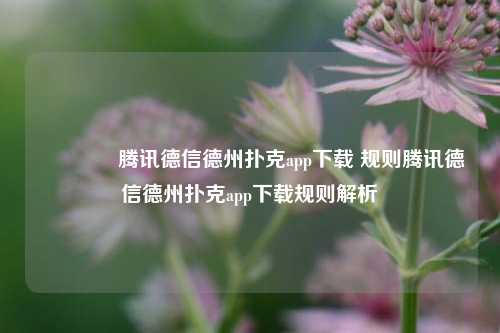 🥇腾讯德信德州扑克app下载 规则腾讯德信德州扑克app下载规则解析