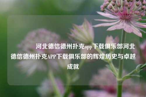 👍河北德信德州扑克app下载俱乐部河北德信德州扑克APP下载俱乐部的辉煌历史与卓越成就