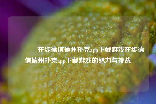 🥈在线德信德州扑克app下载游戏在线德信德州扑克app下载游戏的魅力与挑战