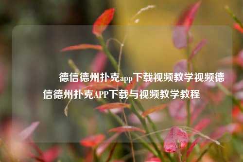 🥇德信德州扑克app下载视频教学视频德信德州扑克APP下载与视频教学教程
