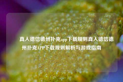 ✌️真人德信德州扑克app下载规则真人德信德州扑克APP下载规则解析与游戏指南