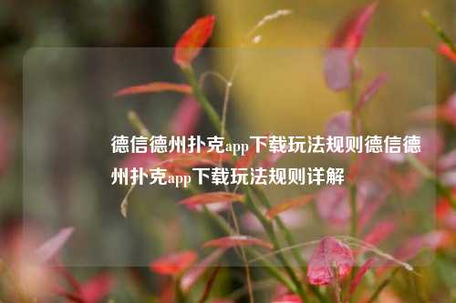 🏅德信德州扑克app下载玩法规则德信德州扑克app下载玩法规则详解